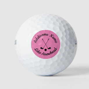 Monogrammed Pink White golfball club Ladies Golf Golf Balls