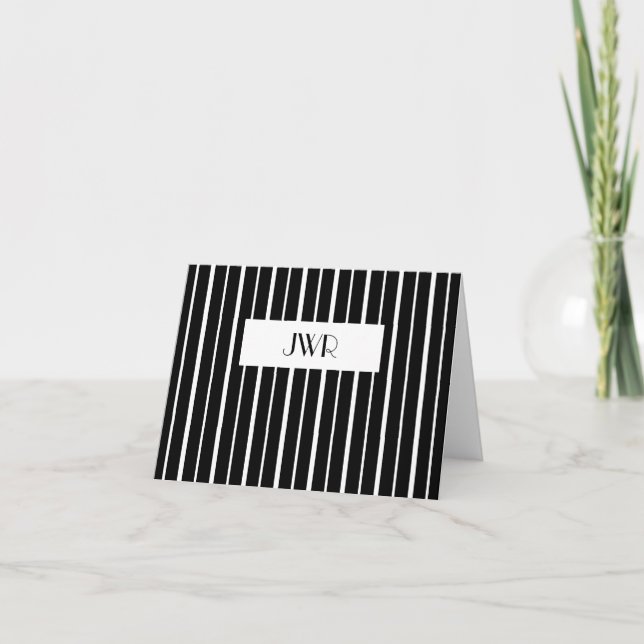 Monogrammed Pinstripe Note Card (Front)