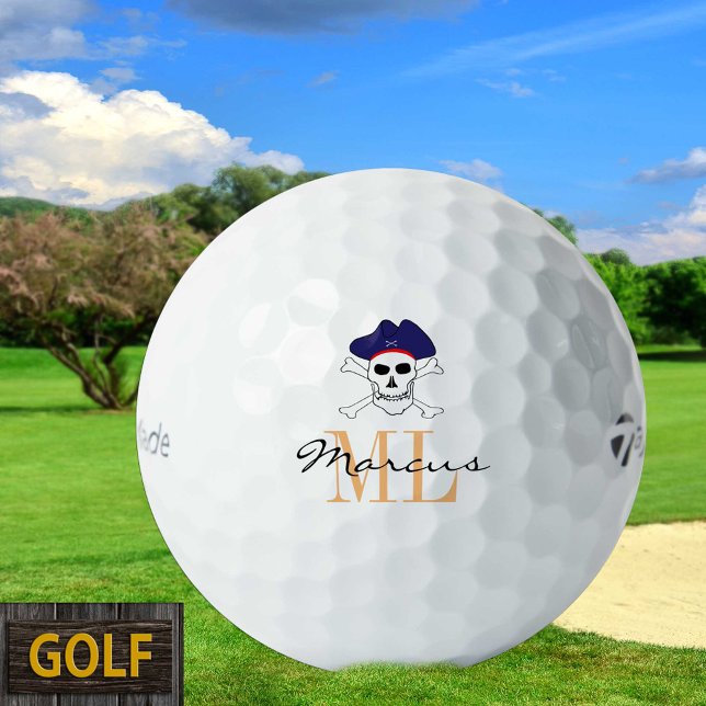 Monogrammed Pirate Skull Flag & Captain Golf Balls (Creator Uploaded)