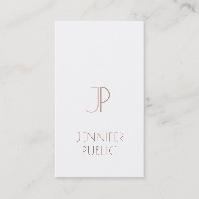 Monogrammed Plain Elegant Modern Design Trendy Business Card (Front)