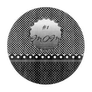 Monogrammed Polka Dot Black White Pattern Destiny Cutting Board