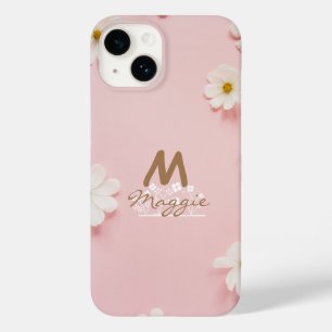 Monogrammed pretty flowers cute photography pink Case-Mate iPhone 14 case