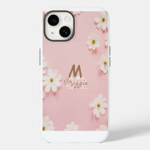 Monogrammed pretty flowers cute photography pink iPhone 14 case