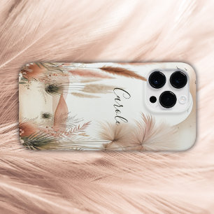 Monogrammed Pretty in pink pampas grass   Case-Mate iPhone 14 Pro Max Case