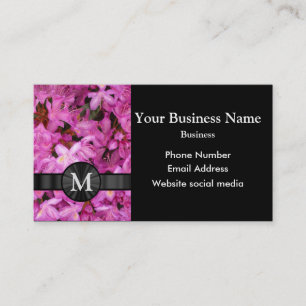 Monogrammed pretty pink floral flower business card