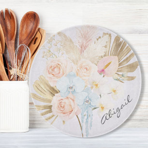 Monogrammed Pretty Summer Flower Bouquet Floral Cutting Board