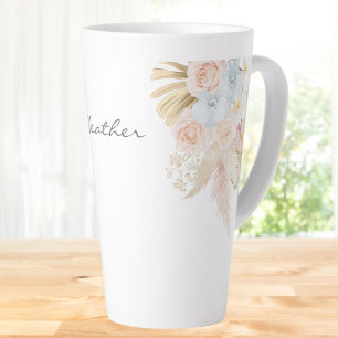 Monogrammed Pretty Tropical Flower Bouquet Floral Latte Mug
