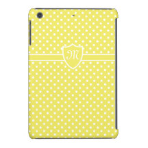 Monogrammed Pretty White on Yellow Polka Dot
