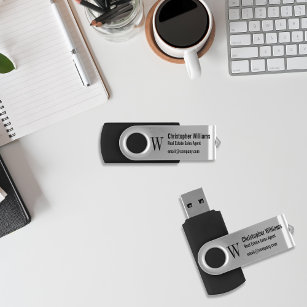 Monogrammed Professional Office Business Modern USB Flash Drive