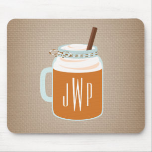 Monogrammed Pumpkin Spice Mason Jar Fall Drink Mouse Pad