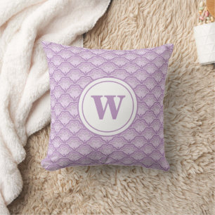 Monogrammed Purple Abstract Floral Pattern Cushion