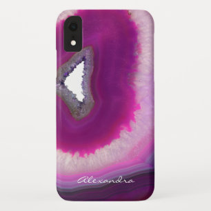 Monogrammed Purple Agate Geode Gemstone Case-Mate iPhone Case