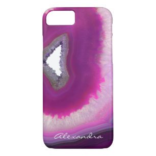 Monogrammed Purple Agate Geode Gemstone Case-Mate iPhone Case