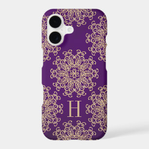 Monogrammed Purple and Gold Exotic Medallion