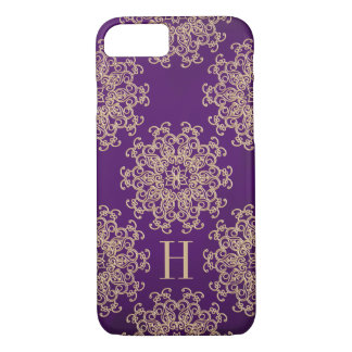 Monogrammed Purple and Gold Exotic Medallion Case-Mate iPhone Case