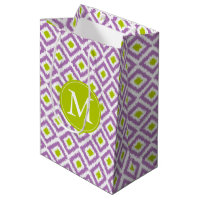 Monogrammed Purple and Green Diamonds Ikat Pattern
