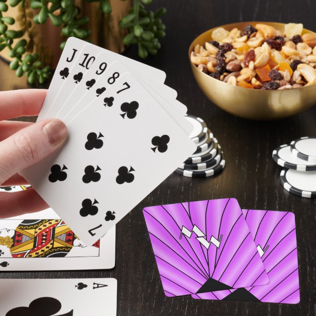 Monogrammed Purple Art Deco Playing Cards (In Situ)