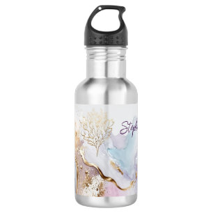 Monogrammed Purple Blue Gold Watercolor Wash 532 Ml Water Bottle
