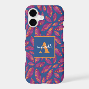 Monogrammed Purple Fall Leaves Pattern
