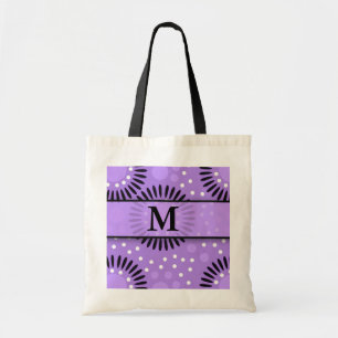 Monogrammed Purple Floral Print Tote Bag