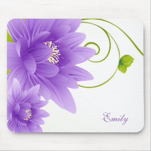 Monogrammed Purple Flowers Mouse Pad