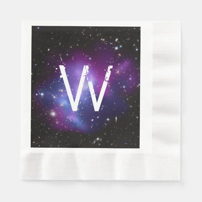 Monogrammed Purple Galaxy Cluster Napkin (Front)