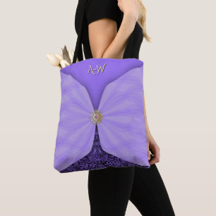 Monogrammed Purple Jewel Textile Illusion Tote Bag