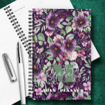 Monogrammed Purple Peonies Planner<br><div class="desc">This personalised planner features your monogram and first name in chic lettering on a background of purple peonies and leaves. Ideal for yourself or a great gift for any occasion.</div>