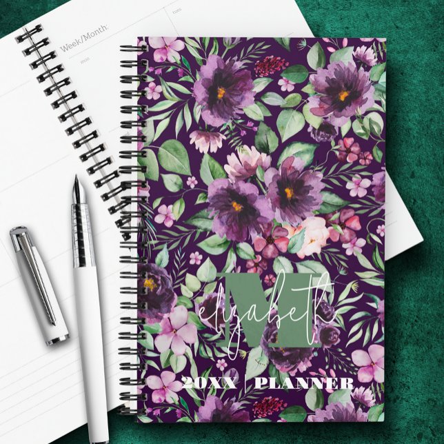 Monogrammed Purple Peonies Planner (Creator Uploaded)