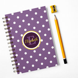 Monogrammed Purple Polka Dots Notebook