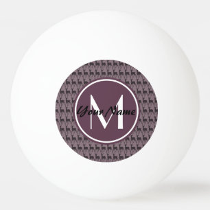 Monogrammed Purple Violet Deer Personalised N2 Ping Pong Ball