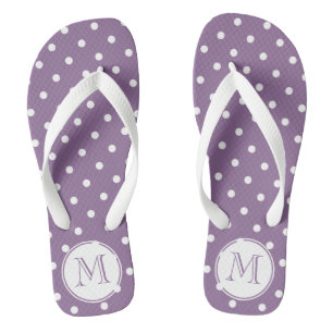 Monogrammed Purple White Polka Dots Jandals