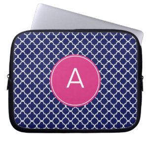 Monogrammed Quatrefoil Pattern Laptop Sleeve