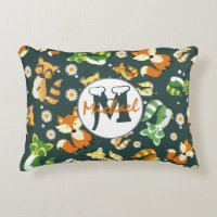 Monogrammed raccoons pattern nursery navy blue boy