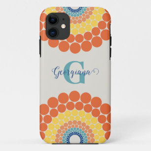 Monogrammed Radiant Aegean Summer Dot Mandala Case-Mate iPhone Case