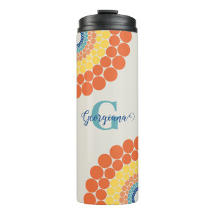 Monogrammed Radiant Aegean Summer Dot Mandala Thermal Tumbler