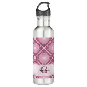Monogrammed Radiant Dusky Rose Dot Mandala Tiled 710 Ml Water Bottle