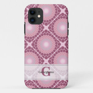 Monogrammed Radiant Dusky Rose Dot Mandala Tiled Case-Mate iPhone Case