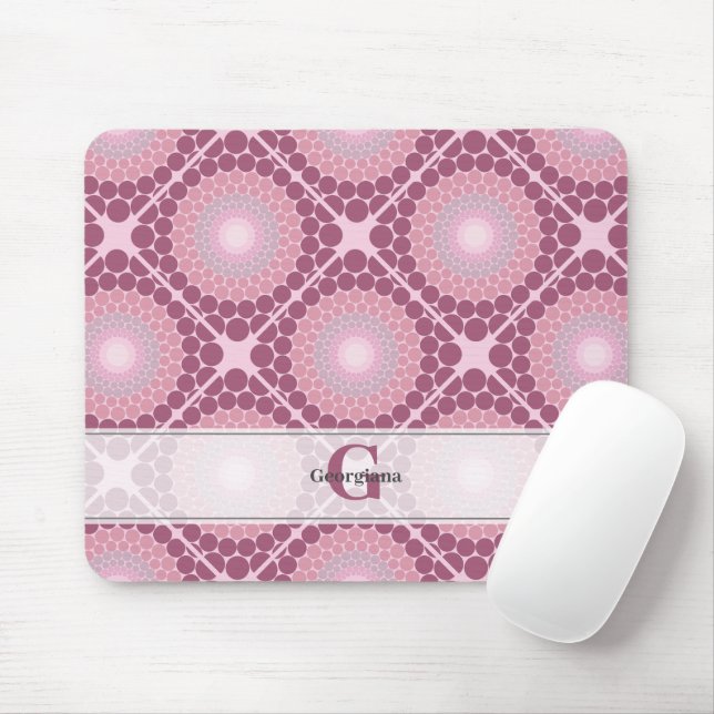 Monogrammed Radiant Dusky Rose Dot Mandala Tiled Mouse Pad (With Mouse)