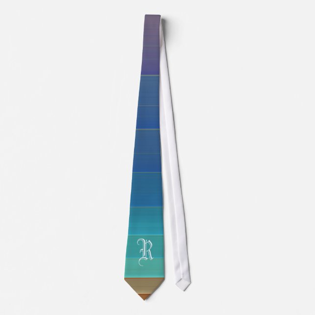 Monogrammed Rainbow Stripes Tie (Front)