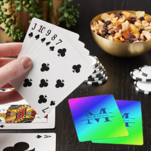 Monogrammed Rainbow Sunset Horizon Diagonal Blend Playing Cards