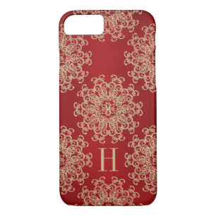 Monogrammed Red and Gold Exotic Medallion Case-Mate iPhone Case