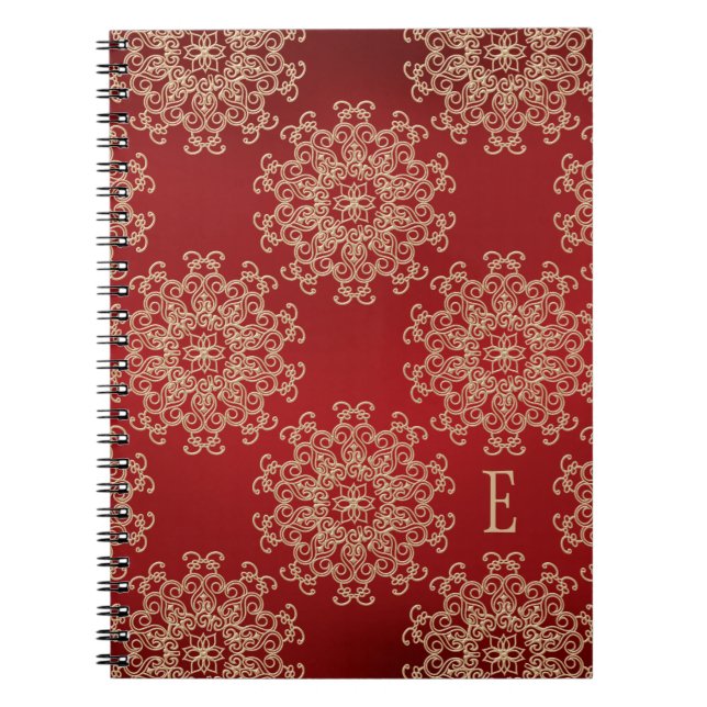 Monogrammed Red and Gold Notebook Journal (Front)