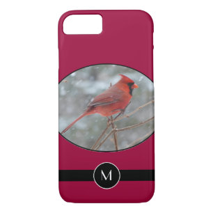 Monogrammed Red cardinal in Winter Case-Mate iPhone Case