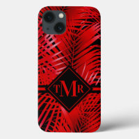 Monogrammed Red Palm