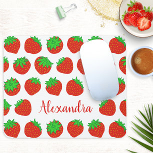 Monogrammed Red Strawberry Mouse Pad