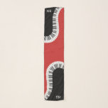 Monogrammed red white and black piano design scarf<br><div class="desc">Monogrammed red white and black curved piano keys design</div>