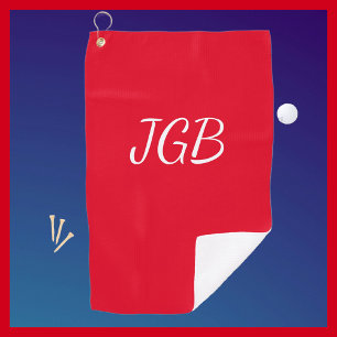 Monogrammed Red White or Choose Colour Background Golf Towel