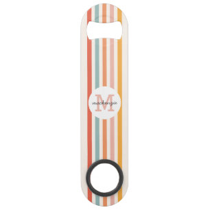 Monogrammed Retro Colourful Stripes Personalised