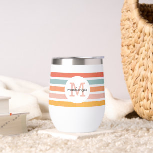Monogrammed Retro Colourful Stripes Personalised